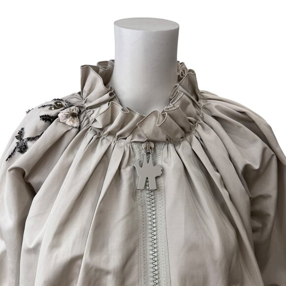 $3800 NWD Moncler Ivory Beaded Embellished Floral Full Zip Jacket size 1/S/M - Picture 2 of 15